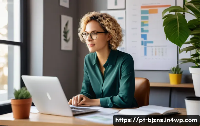 로우코스트 비즈니스 모델 최적화를 위한 KPI 설정 - **A focused female entrepreneur in her cozy home office, illuminated by soft morning light.** She is...