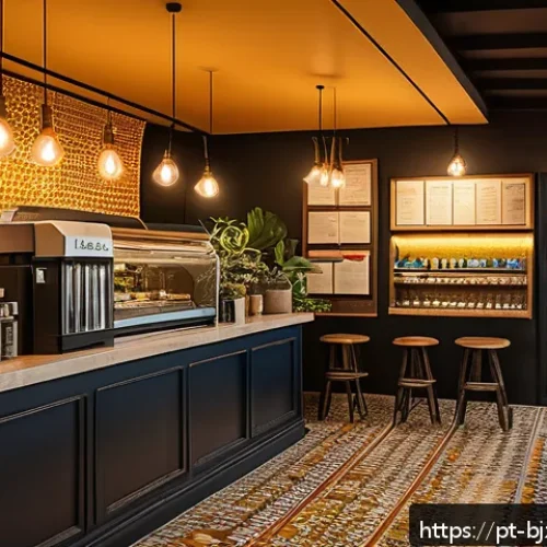 Home 29 로우코스트 비즈니스 모델의 수익원 다각화 방안 - A cozy Brazilian local café scene showcasing a modern low-cost business model: a small coffee shop i...