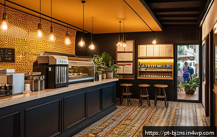 로우코스트 비즈니스 모델의 수익원 다각화 방안 - A cozy Brazilian local café scene showcasing a modern low-cost business model: a small coffee shop i...